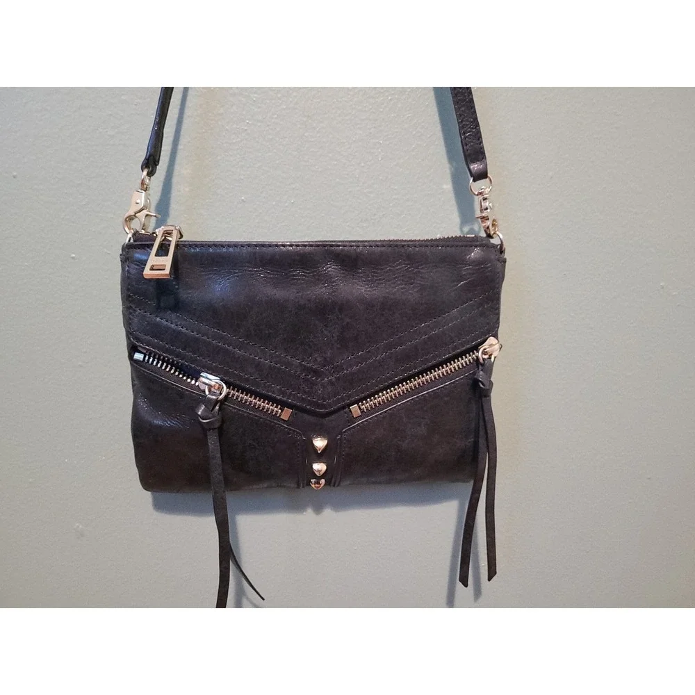 BOTKIER Soft Black Leather TRIGGER Stud Satchel Shoulder‎ Bag